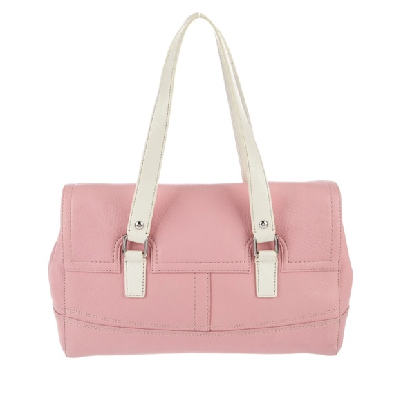 Coach Pink Colorblock Satchel Pebble Leather Double Handle Handbag Purse UNIQUE - Picture 3 of 6